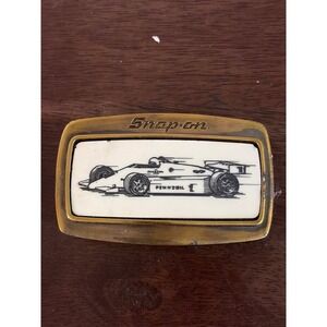 Vintage Snap-on Tools Pennzoil Indy Car Racing Belt Buckle Brass Tone Rectangle